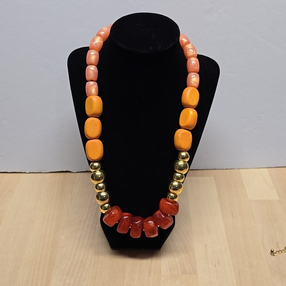 Multi Colored Gold Chunky Necklace